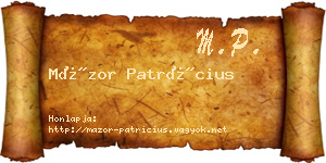 Mázor Patrícius névjegykártya